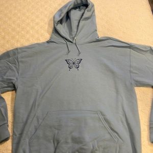 Women’s hoodie size Large, “You are always loved” butterfly graphic